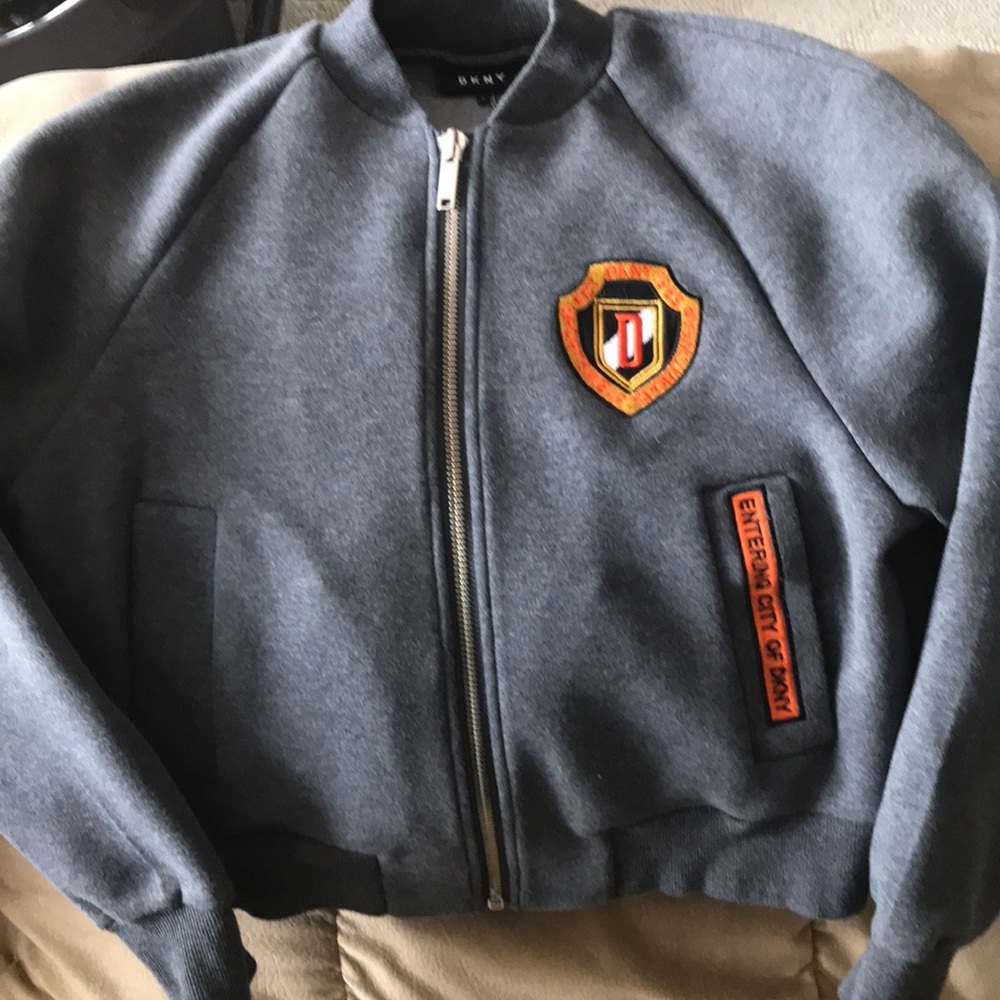 Beautiful DKNY Grey Zip-Up Jacket. LIGHTWEIGHT.